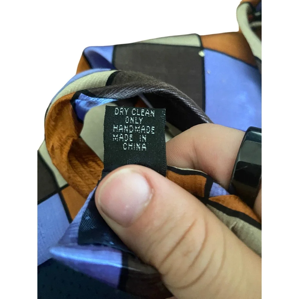 Irvine Park Mens‎ Silk Tie Geometric Harlequin Orange Purple Brown Handmade